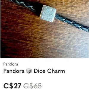 Pandora Silver Gondola Charm on Black Cord